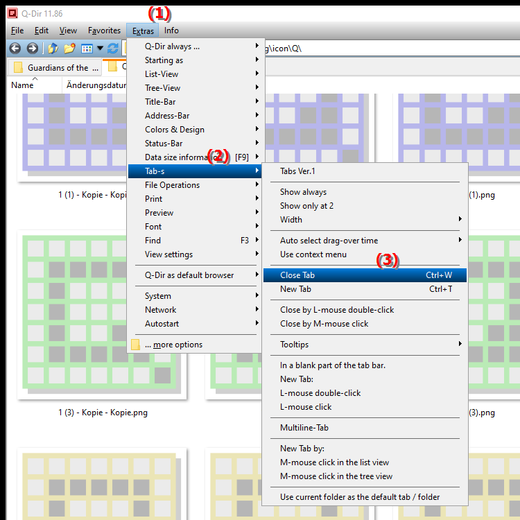 How do I quickly close a single tab in File Explorer